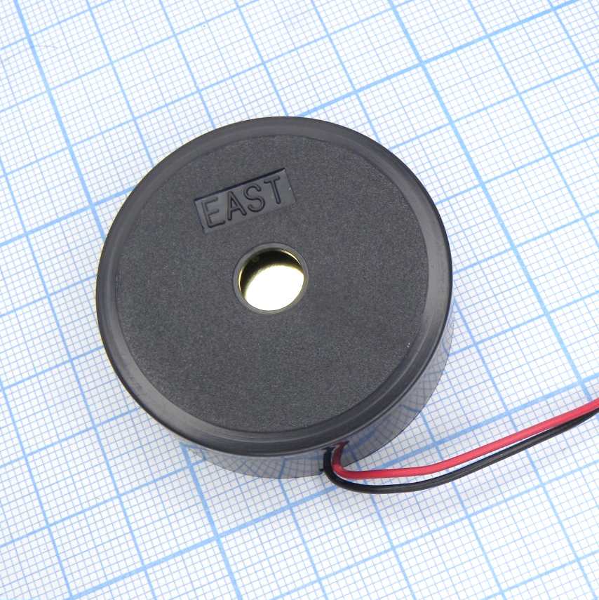 Пьезоизлучатель 80db/12v/6mA d=44  1.0kHz гибкие выводы 100 мм