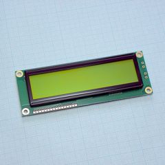 ЖКИ знакосинтезирующий 16 x 2, STN Желто-зеленый Позитивный/отражающий без подсветки, размеры 122x44 мм, видимая область 99x24 мм, питание 5В, -20...70°C, контактные площадки снизу 16 выводов