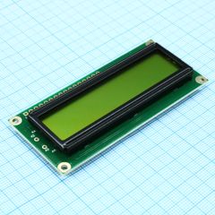 ЖКИ знакосинтезирующий 16 x 2, STN Желто-зеленый Позитивный/отражающий без подсветки, размеры 80x36 мм, видимая область 66x16 мм, питание 5В, -20...70°C