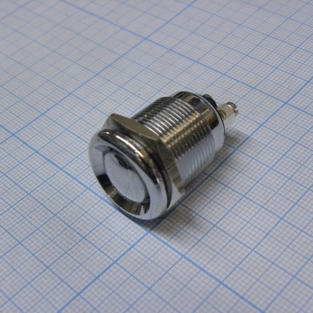 кнопка антивандальная 2A 250VAC, 50000 Cycles, -25℃~+85℃, IP66, M19*0.75mm OFF-(ON)