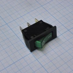 Переключатель ON-OFF с подсветкой 10A 250VAC 10000 циклов вогнутая кнопка зелёная