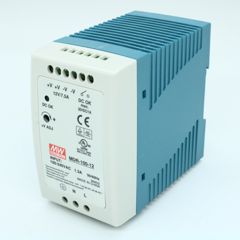Преобразователь AC-DC на DIN-рейку  100Вт, выход 12В/8A, рег. вых 12…15В, вход 85…264V AC, 47…63Гц /120…370В DC, изоляция 3000В AC, в кожухе  55х90х100мм, -10…+60°С.
