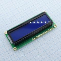 ЖКИ знакосинтезирующий 16 x 2, 16 символов 2 строки, размеры: 80.0x36.0 мм. цвет символов: белый, фона: синий