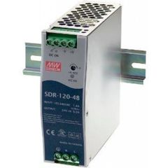 Преобразователь AC-DC на DIN-рейку  120Вт, выход 24В/5A (пиковый 7,5А), рег. вых 24...28В, вход 88…264V AC, 47…63Гц /124…370В DC, изоляция 3000В AC, в кожухе  40х125,2х113,5мм, -25…+70°С