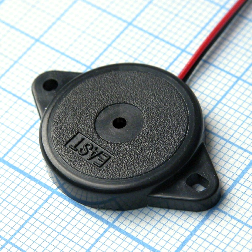 Пьезоизлучатель 80db/12v/5mA d=34  4.0kHz гибкие выводы