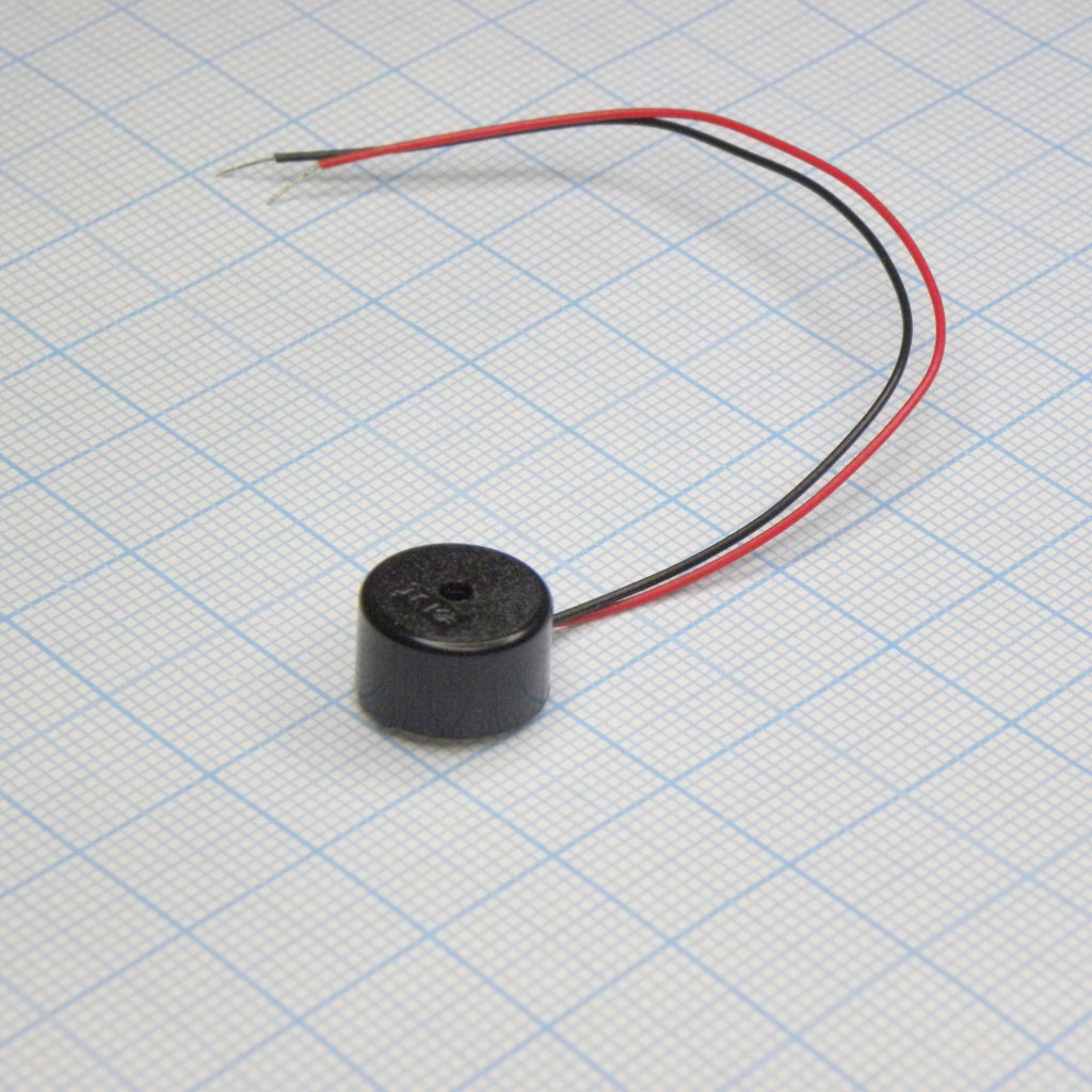 Пьезоизлучатель 80db/12v/6mA d=12  4.0kHz, гибкие выводы