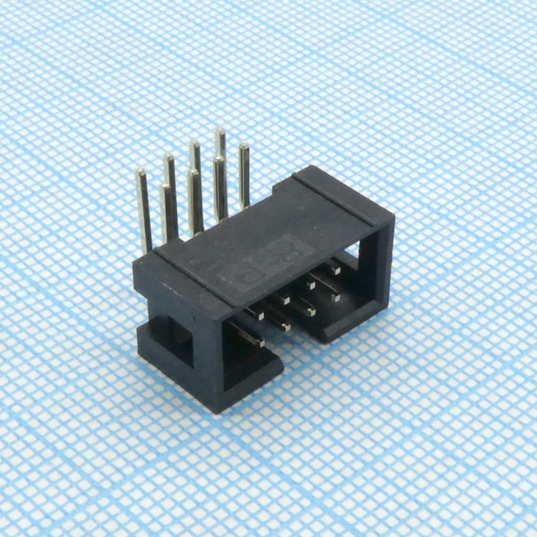 IDC разъем, вилка на плату угловая двухрядная 8pin(2x4)., шаг 2.54мм