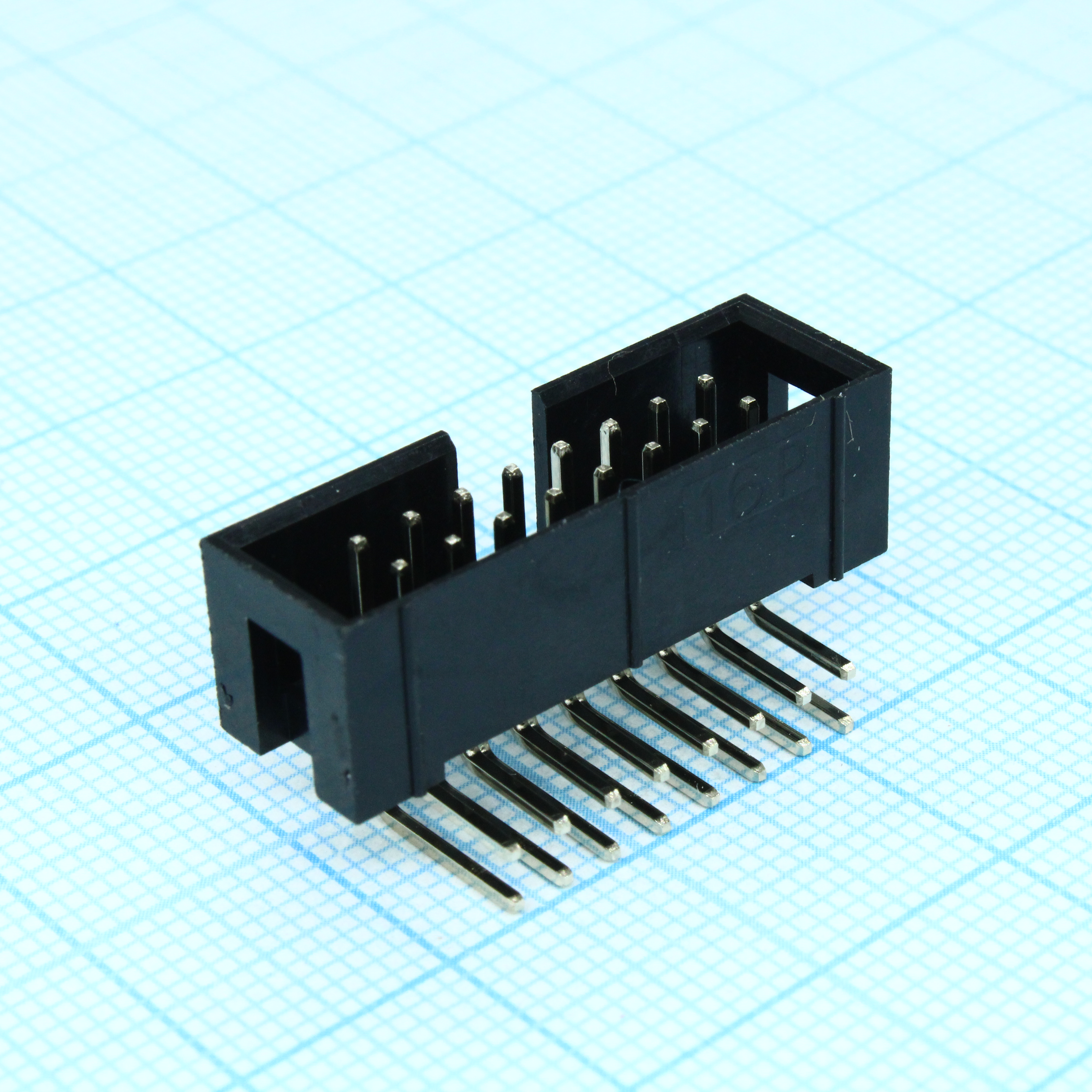 IDC разъем, вилка на плату угловая двухрядная 16pin(2x8)., шаг 2.54мм