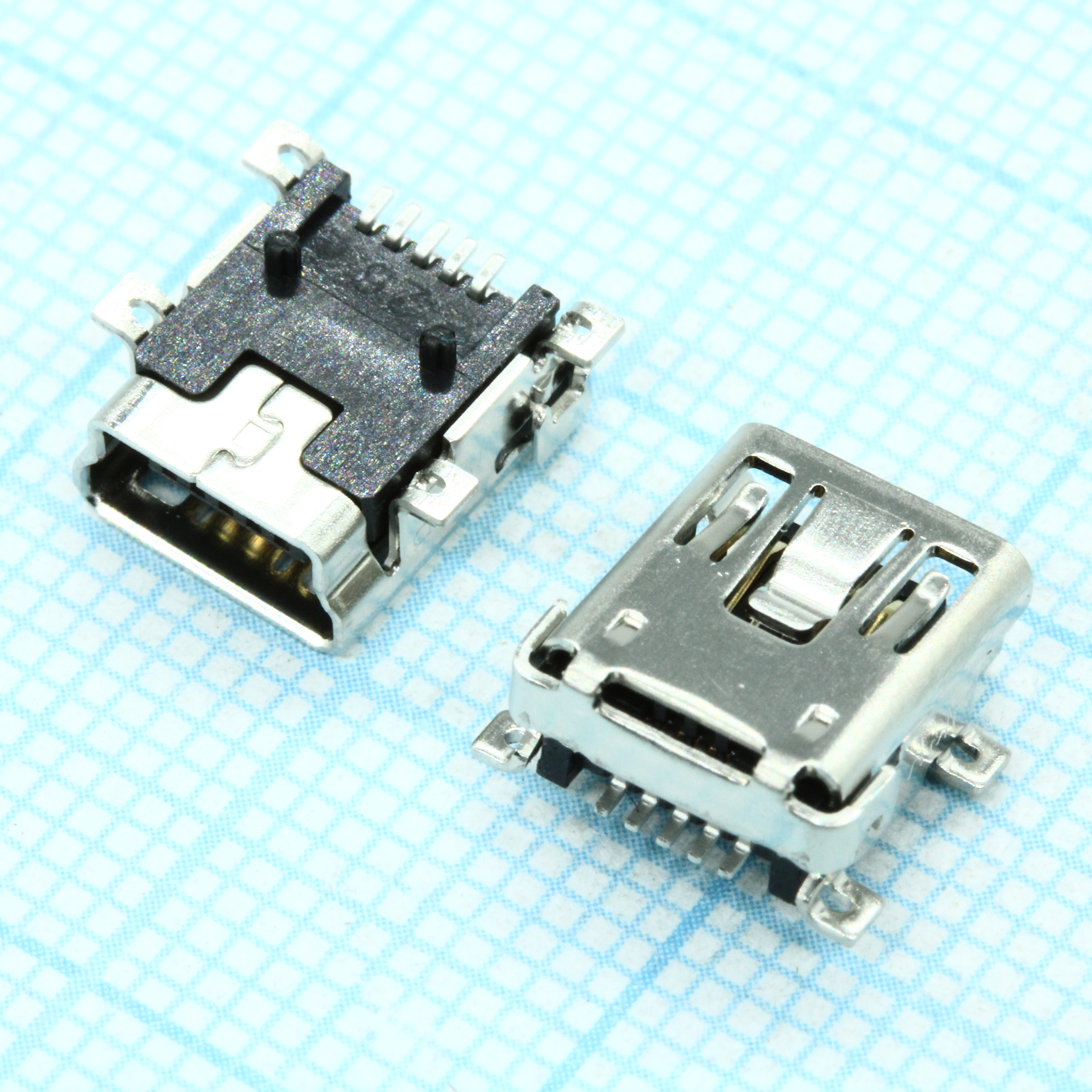Разъем Mini USB, Тип B, USB 2.0, розетка угловая, 5 контактов, SMD
