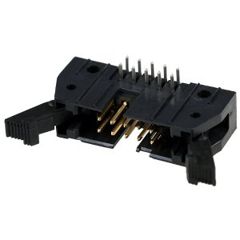 Разъем с боковыми креплениями  AMP-Latch-10 вилка на плату угловая 2.54мм  10 контактов