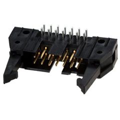 Разъем с боковыми креплениями  AMP-Latch-14 вилка на плату угловая 2.54мм  14 контактов