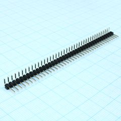 Соединитель штыревой, вилка на плату однорядная угловая, 40pin(1x40), шаг 2.54мм (A=6mm, B=3mm, C=10.36mm), тип - D