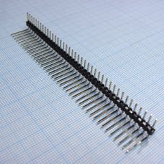 Соединитель штыревой, вилка на плату однорядная угловая, 40pin(1x40), шаг 2.54мм (A=6.00mm, B=11.40mm, C=5.64mm), тип - U
