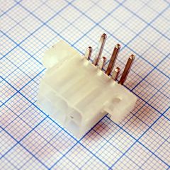 Разъем питания (с контактами) Mini-Fit, 6pin, вилка на плату угловая, шаг 4,2мм