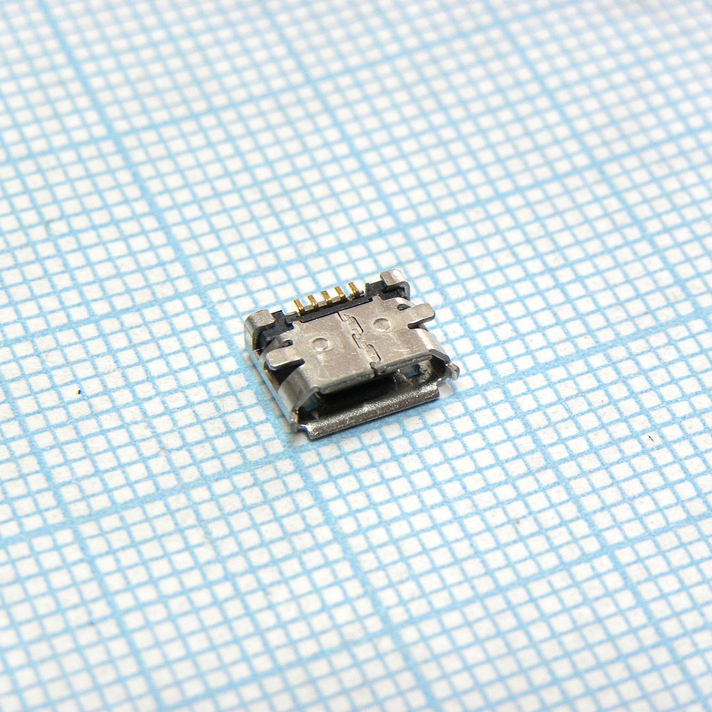 Разъем Micro USB тип B, USB 2.0, Розетка, 5 выводов, Поверхностный Монтаж (SMD), угловая