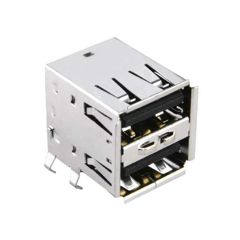 Разъем сдвоенный USB тип A, розетка USB 2.0, 8 выводов (2 порта), Прямой Угол