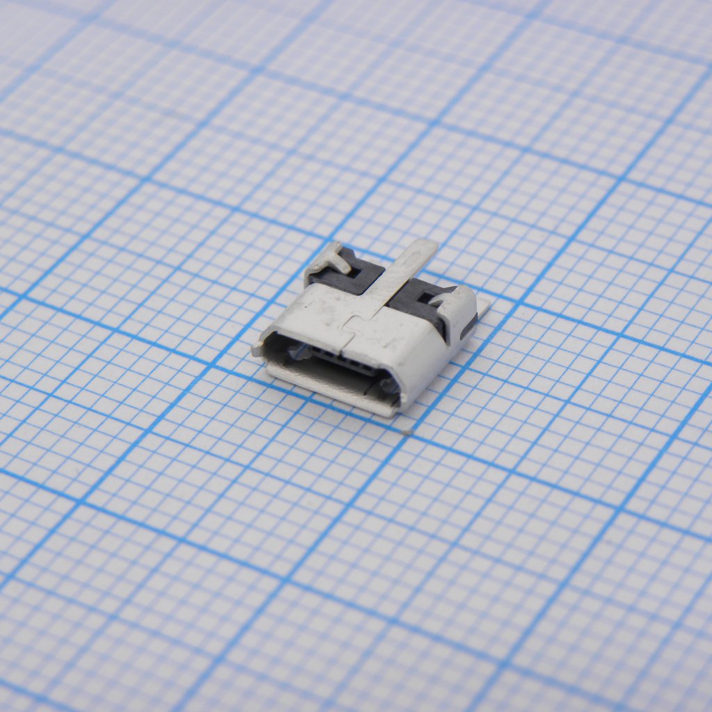 Разъем Micro USB тип B, USB 2.0, розетка, 5 вывод(-ов), Поверхностный Монтаж, Вертикальный