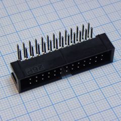 IDC разъем, вилка на плату угловая двухрядная 26pin(2x13)., шаг 2.54мм