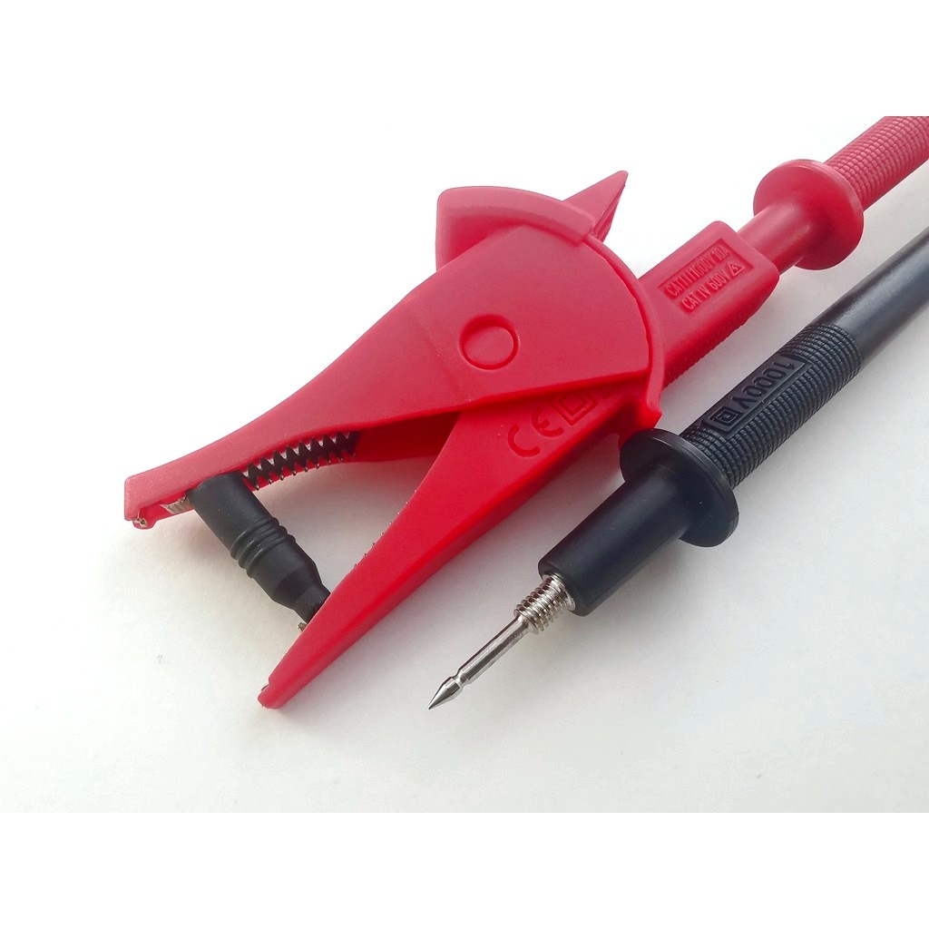 Щупы с крокодилами для мультиметра, длина кабеля-1м., PVC cables , 42 cores двойная изоляция, 3,6mm, крокодилы большие пластиковые, резьба М4