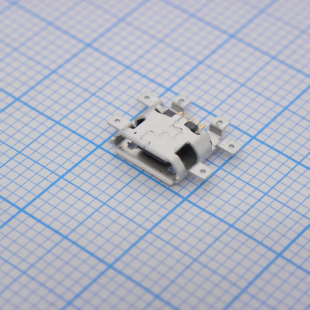 Разъем Micro USB тип B, USB 2.0, розетка, 5 вывод(-ов), Поверхностный Монтаж, Прямой Угол