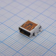 Разъем Mini USB тип B, USB 2.0 OTG, розетка, 5 вывод(-ов), Поверхностный Монтаж, Прямой Угол