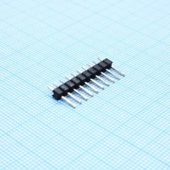 Соединитель штыревой, вилка на плату однорядная прямая 10pin(1x10), шаг 2.54мм