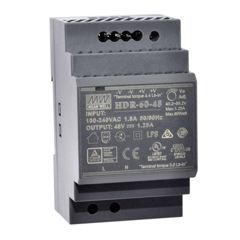 AC-DC, 60Вт, вход 85...264 В AC 47...63Гц/120...370В DC, выход 48В/1.25А, изоляция 3000В AC, в кожухе на DIN-рейку, 52.5х90х54.5мм, -30...+70°С