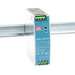 AC-DC, 120Вт, вход 90…264V AC, 47…63Гц /127…370В DC, выход 24В/5A, рег. вых 24…28В, изоляция 3000В AC, в кожухе на DIN-рейку 40х125.2х102мм, -20…+60°С
