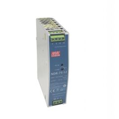Преобразователь AC-DC на DIN-рейку  75Вт, вход 90…264V AC, 47…63Гц /127…370В DC, выход 12В/6.3A, рег. вых 12...14В, изоляция 3000В AC, в кожухе  32х125.2х102мм, -20…+60°С