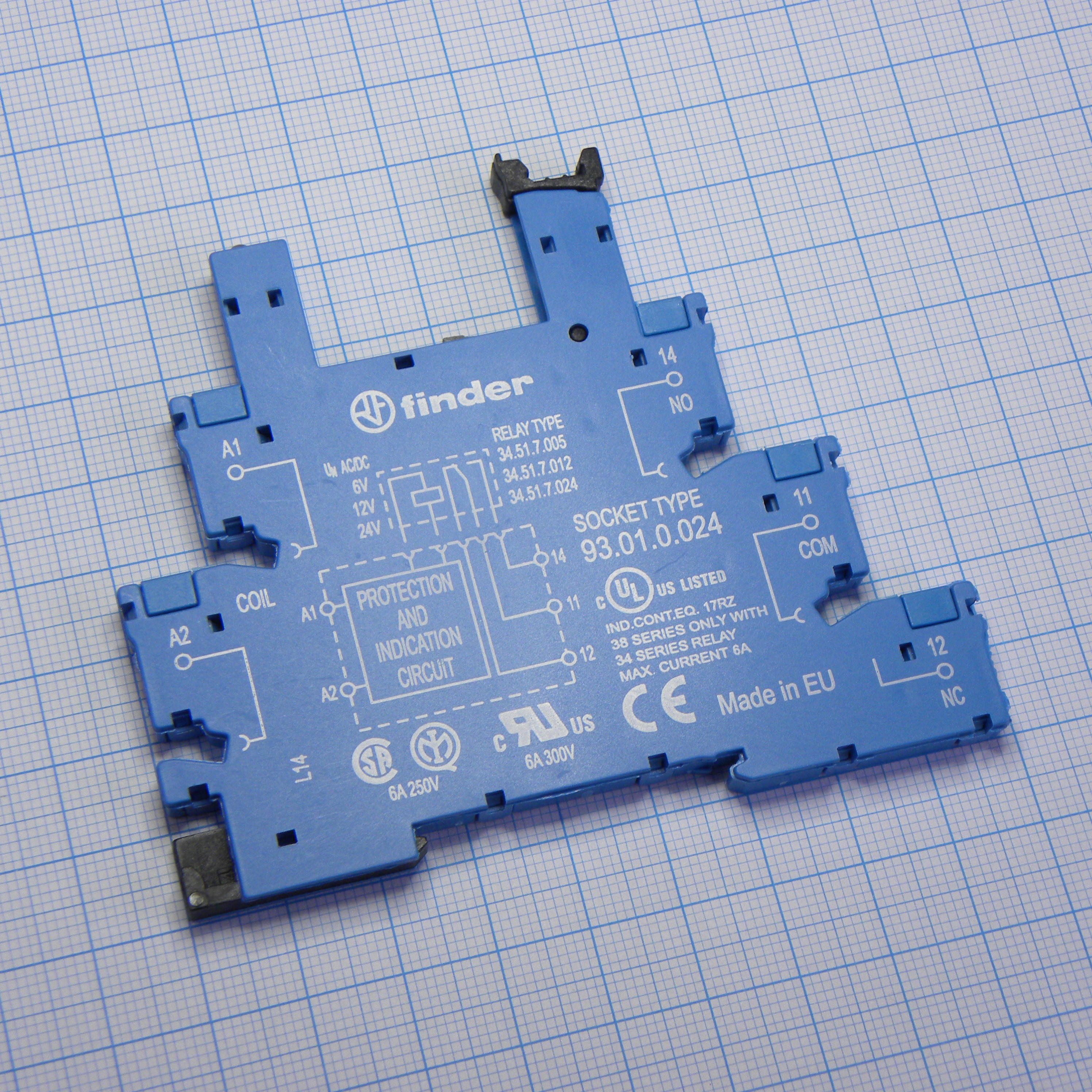 RELAY SOCKET, DIN RAIL, 5PIN, SCREW