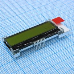 ЖКИ знакосинтезирующий 16 x 2, COG, STN Желто-зеленый Позитивный/прозрачно-отражающий светодиодная подсветка желто-зеленая размер 51.2x20.7мм, видимая область 40x10 мм, -20...70°C, 8 выводов