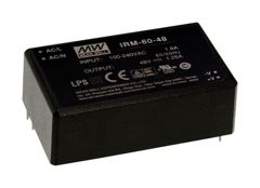 AC-DC, 60Вт, вход 85...264В AC 47...440 Гц, выход 15В/4А, изоляция 3000В AC, в корпусе на плату 87x52x29.5мм, -30...+70°C