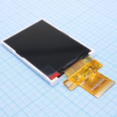 TFT 2.8", 240x320, IPS, MCU/SPI интерфейс, подсветка LED белая, яркость 1000 cd/m2, контроллер ILI9341V, напр. питания 2,5...3,3 В, -20...+70C