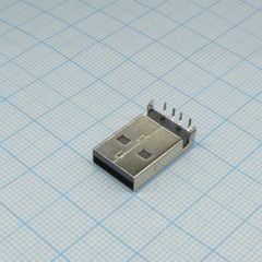 Разъем USB, тип A, USB 2.0, вилка, 4 контакта, угловой, DIP монтаж