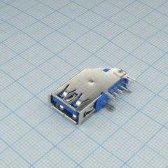 Разъем USB, тип A, USB 3.0, розетка, 9 выводов, угловая, DIP монтаж