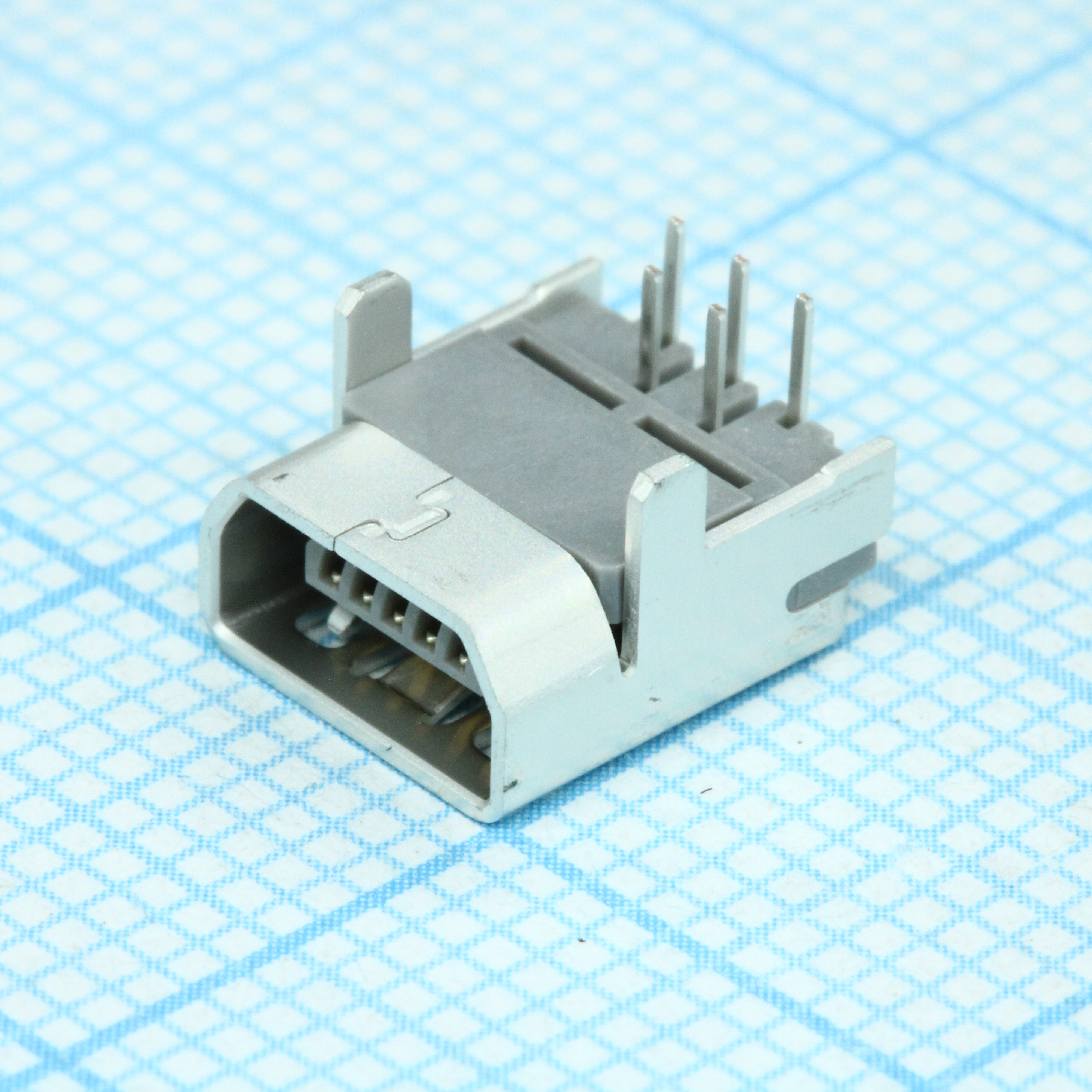 Разъем Mini USB тип B, USB 2.0, розетка, 5 выводов, Монтаж в Сквозное Отверстие
