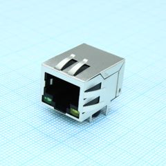 Гнездо RJ45 на плату экранированное со встроенными светодиодами и трансформатором