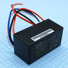 DC/DC LED понижающий, вход 9.5…32В, выход 12.5…72В/0.35А, КПД до 95%, вход DIMM 2 in 1, 52.4x27.2x24мм, проводные выводы, -40…70°C, пластик