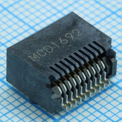 Разъем SFP+ RCP 20 контактов шаг 0.8мм угловой SMD 20 терминалов 1 порт лента на катушке