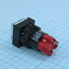 D16LMS1-1ABKW, Переключатель кнопочный без фиксации 250В/5А LED подсветка 24В