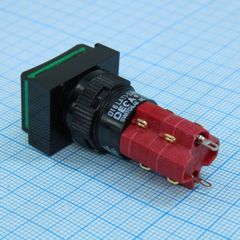D16LAT1-2ABKG, Переключатель кнопочный с фиксацией 250В/5А LED подсветка 24В