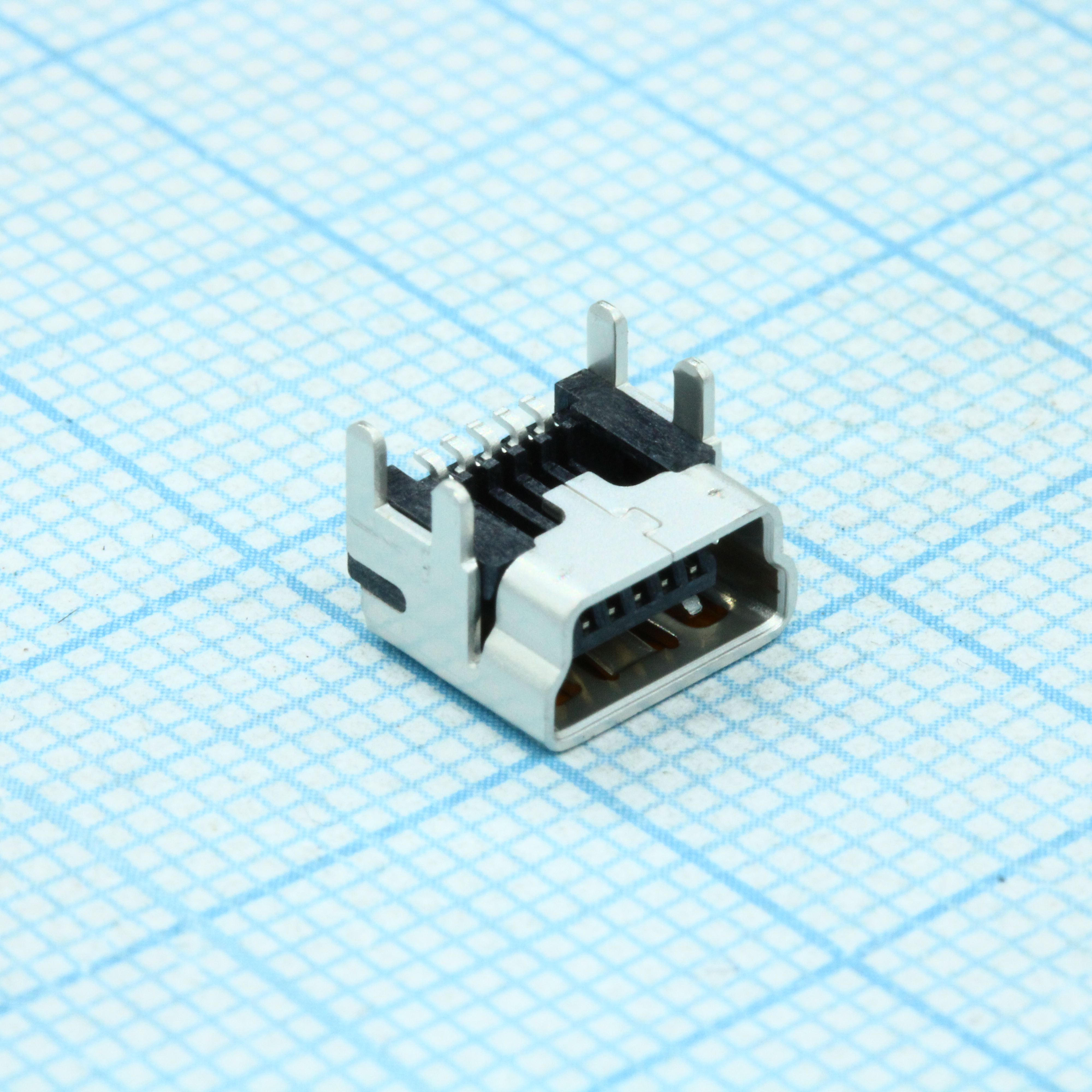Разъем Mini USB тип B, USB 2.0, розетка, 5 вывод(-ов), Поверхностный Монтаж, Прямой Угол