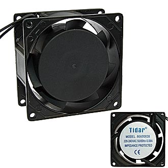 Вентилятор 220В AC, 2300об/мин., 80x80х38мм, 39м3/час, 25дБ, подшипник скольжения, тип вывода - провод