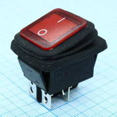 Выключатель клавишный с подсветкой и влагозащитой IP54 ON-OFF (4c) 15А 250В