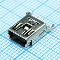 Разъем mini USB, розетка тип B 5 контактов вертикальная