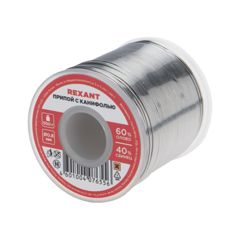 Припой трубчатый с канифолью REXANT, 500 г, d0.8 мм, (олово 60%, свинец 40%), катушка
