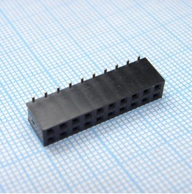 Гнездо на плату SMD 2x10 конт., шаг 2.54мм, высота 7.4мм, позолоч.