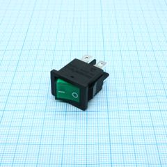 Переключатель ON-OFF с подсветкой 10A 250VAC 10000 циклов вогнутая кнопка зелёная