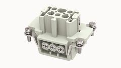 Розеточная контактная вставка, винтовая фиксация, 6 полюсов + PE, типоразмер 6B, 500V, 16A, сечение обслуживаемых проводников 0,75-2,5 мм кв, тип покрытия контактов: серебро