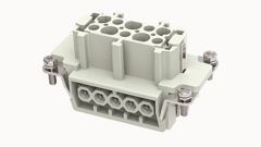 Розеточная контактная вставка, винтовая фиксация, 10 полюсов + PE, типоразмер 10B, 500V, 16A, сечение обслуживаемых проводников 0,75-2,5 мм кв, тип покрытия контактов: серебро
